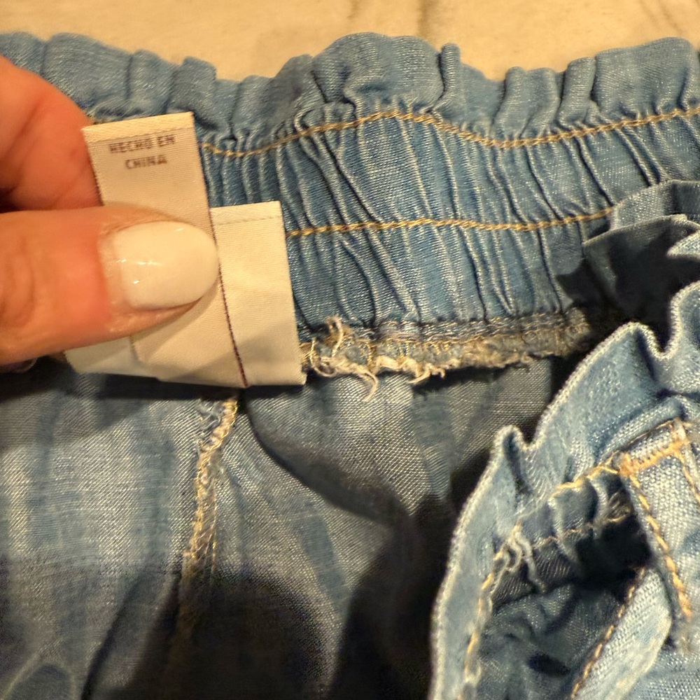 Knox Rose 100% Rayon Chambray Blue Pleated Waist Tie Chino Shorts Women XL - Picture 4 of 10